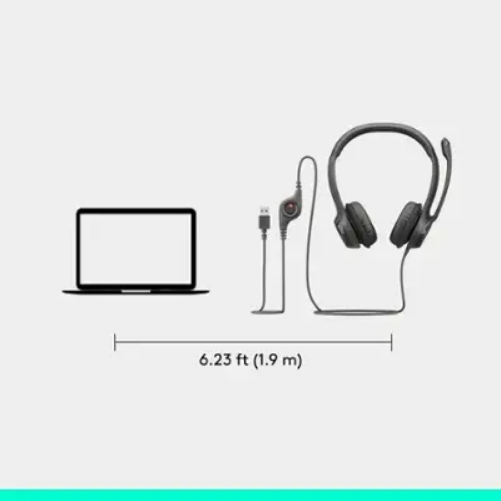 ๐ฃLogitech - H390๐ Wired USB-A On-Ear Stereo Sleek Headphones ๐ง๐ถ๐ค - Picture 9 of 10